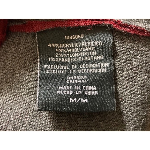 BNCI Blanc Noir Womens M Open Front Cardigan Wool Blend Burgundy/Gray NWT - Picture 6 of 8